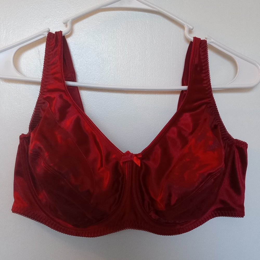 AVENUE BODY Women's 2 tone Cranberry BRA size 46C UNDERWIRE ADJ hooks n straps